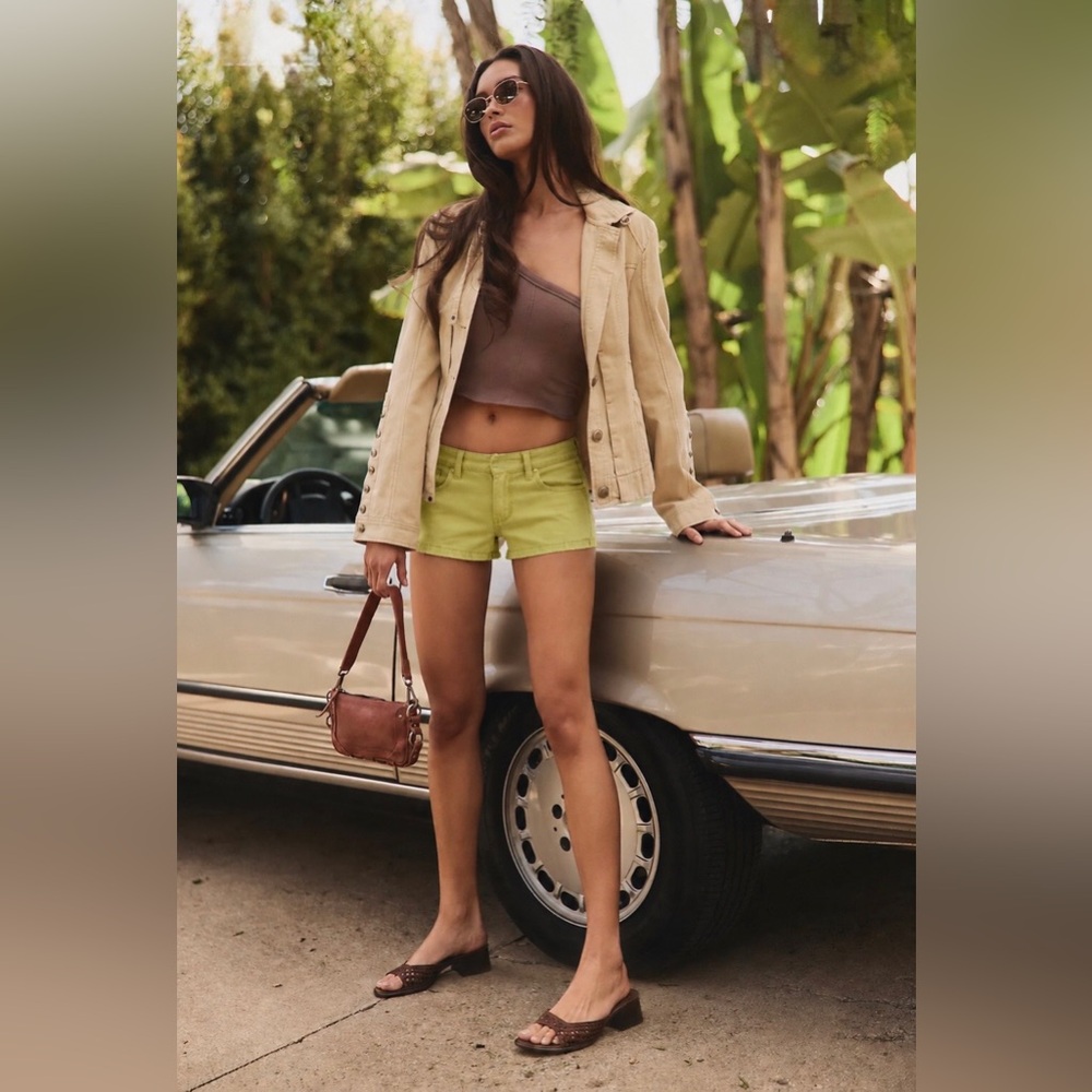 🇺🇸Firm Price🇺🇸free people Ana Solid Micro Shorts in golden lime
